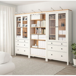 Biblioteca Ikea Hemnes usi/sertare 270x197 (Vopsit Alb/Maro Deschis)