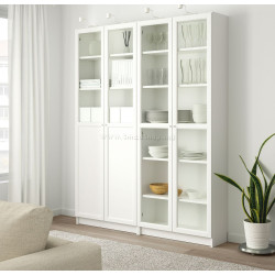 Biblioteca Ikea Billy/Oxberg usi sticla 160x30x202 (Alb)