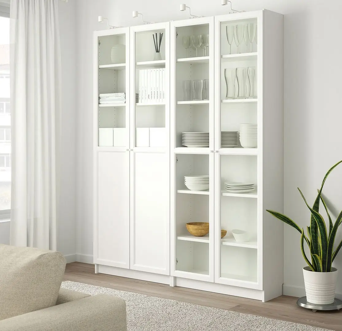 Biblioteca Ikea Billy/Oxberg usi sticla 160x30x202 (Alb)