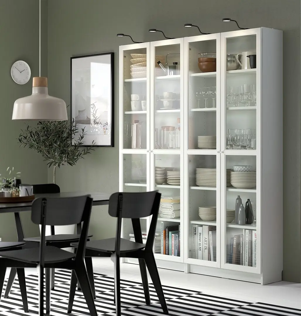 Biblioteca Ikea Billy/Oxberg sticla 160x30x202 (Alb)