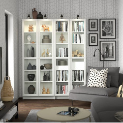 Biblioteca Ikea Billy/Oxberg sticla 160x30x202 (Alb) Thumb