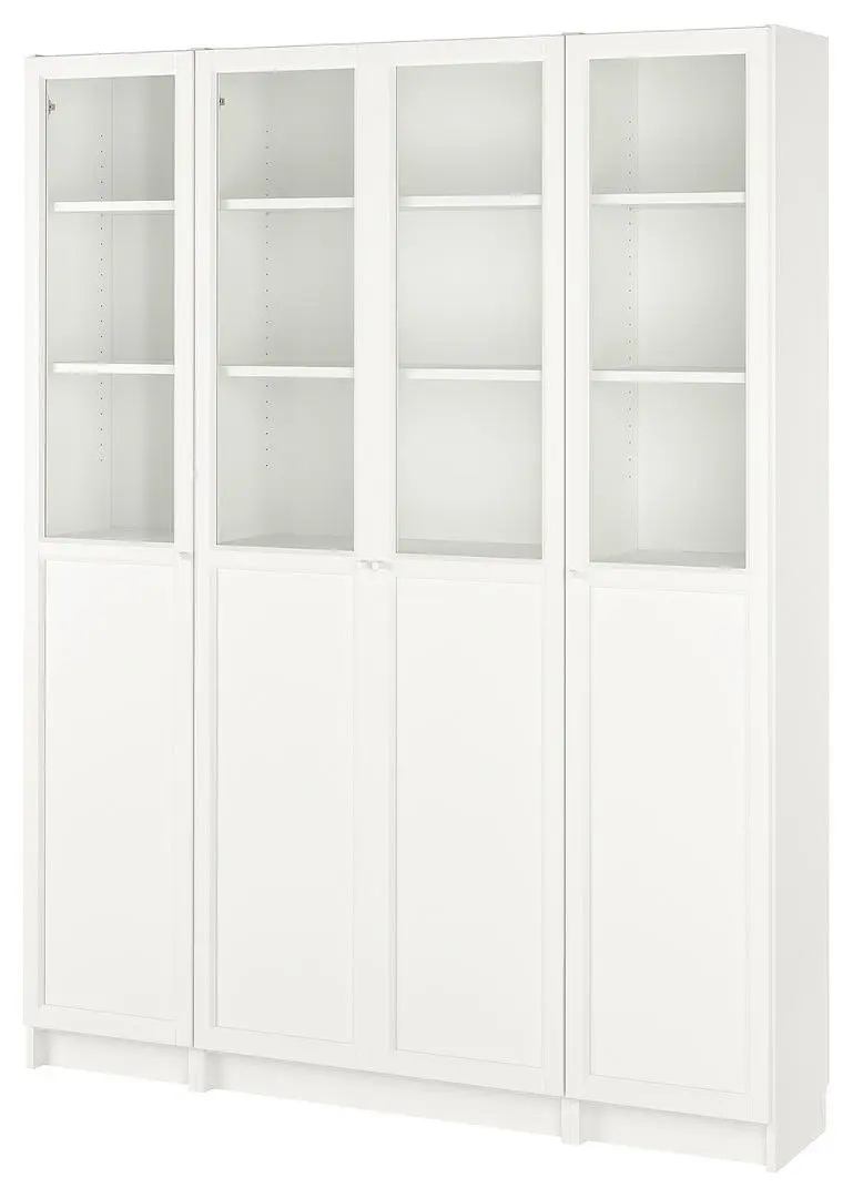 Biblioteca Ikea Billy/Oxberg sticla 160x202 (Alb)