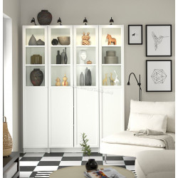Biblioteca Ikea Billy/Oxberg sticla 160x202 (Alb)