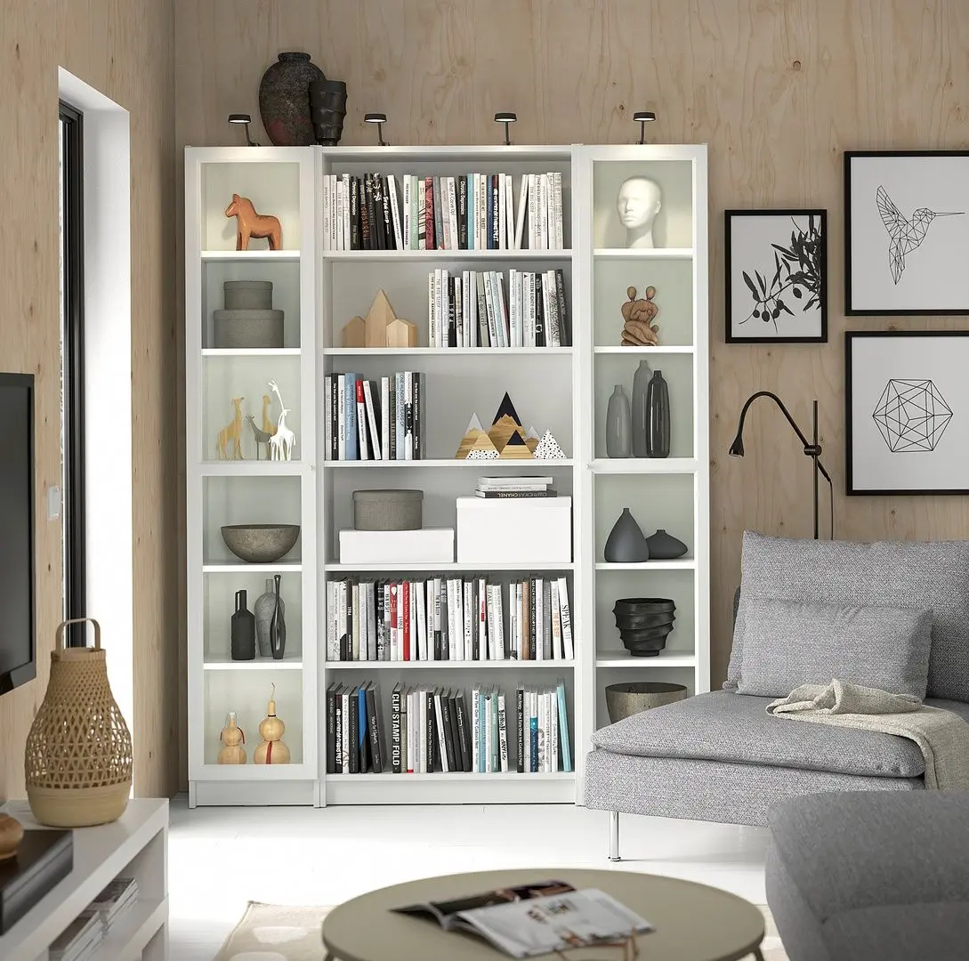 Biblioteca Ikea Billy/Oxberg usi sticla 160x202 (Alb)