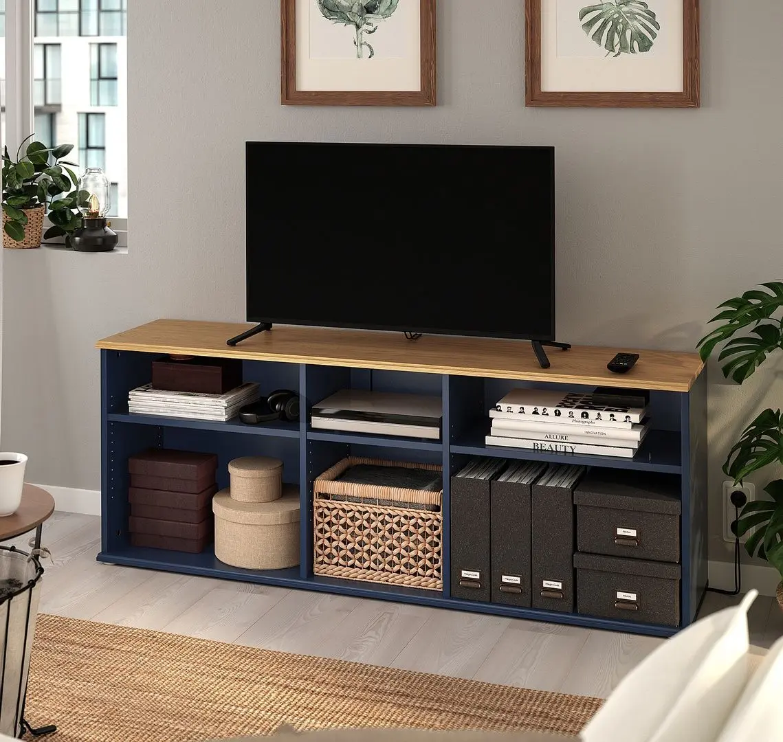 Tumba pentru TV Ikea Skruvby 156x38x60 (Negru-Albastru)