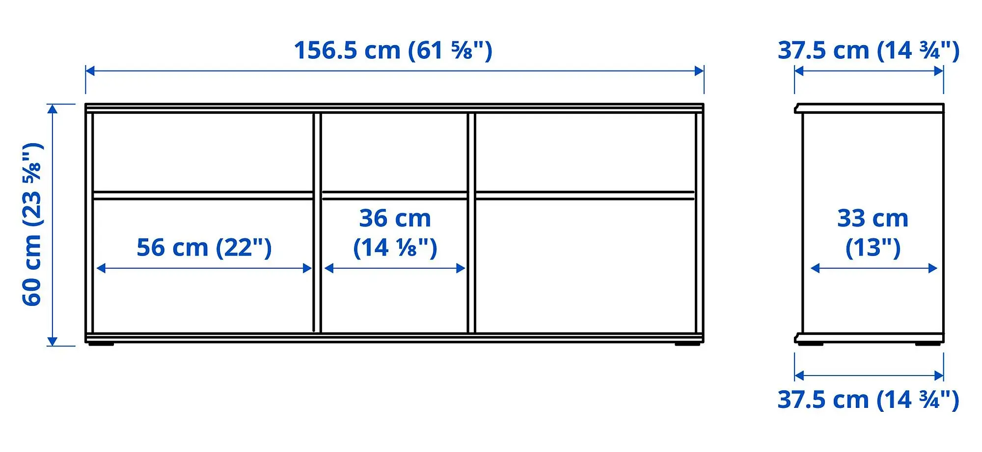 Tumba pentru TV Ikea Skruvby 156x38x60 (Negru-Albastru)