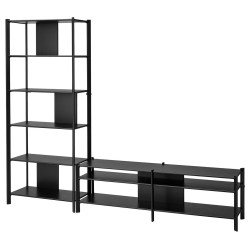 Tumba pentru TV combinata Ikea Jattesta 240x40x194 (Negru) Thumb
