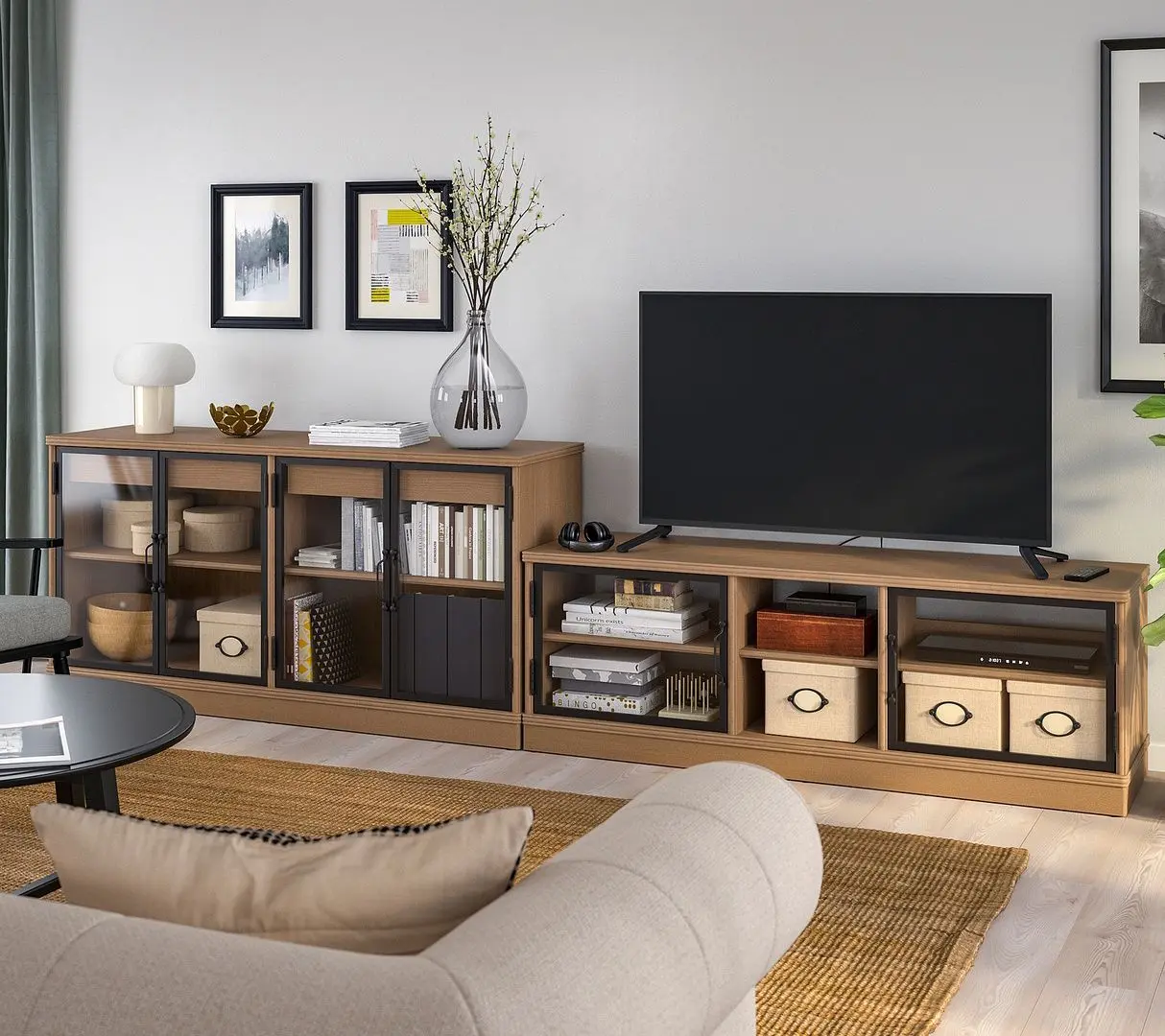 Tumba pentru TV Ikea Lanesund 322x47x81 (Gri-Maro)