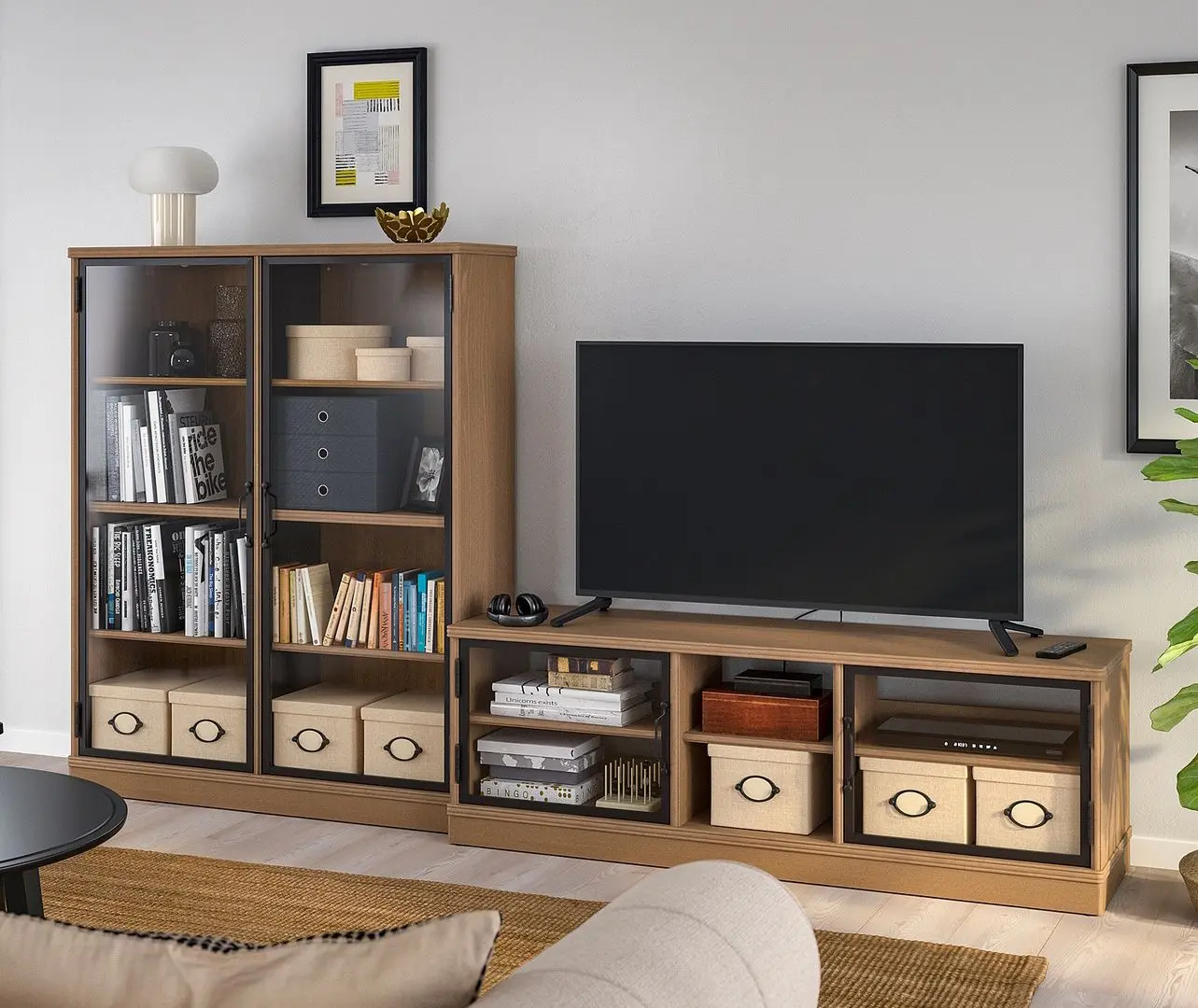 Тумба РТВ Ikea Lanesund 282x47x152 (Серо-коричневый)