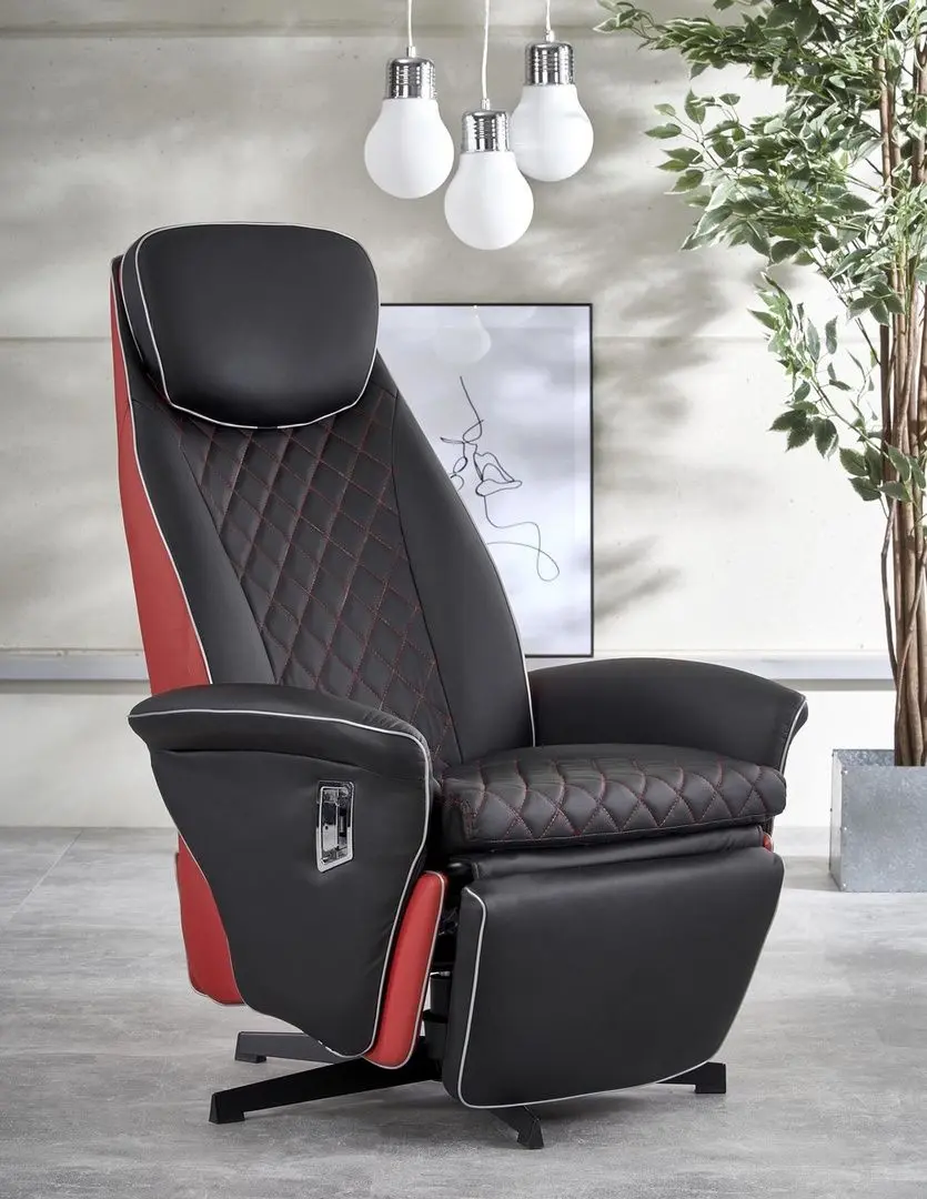 Fotoliu-recliner Halmar Camaro (Black/Red)