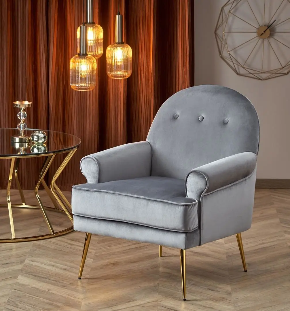 Fotoliu Halmar Santi (Gray/Golden)
