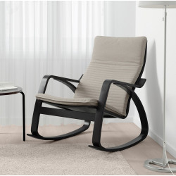 Balansoar Ikea Poang/Knisa (Negru-maro/Bej deschis)