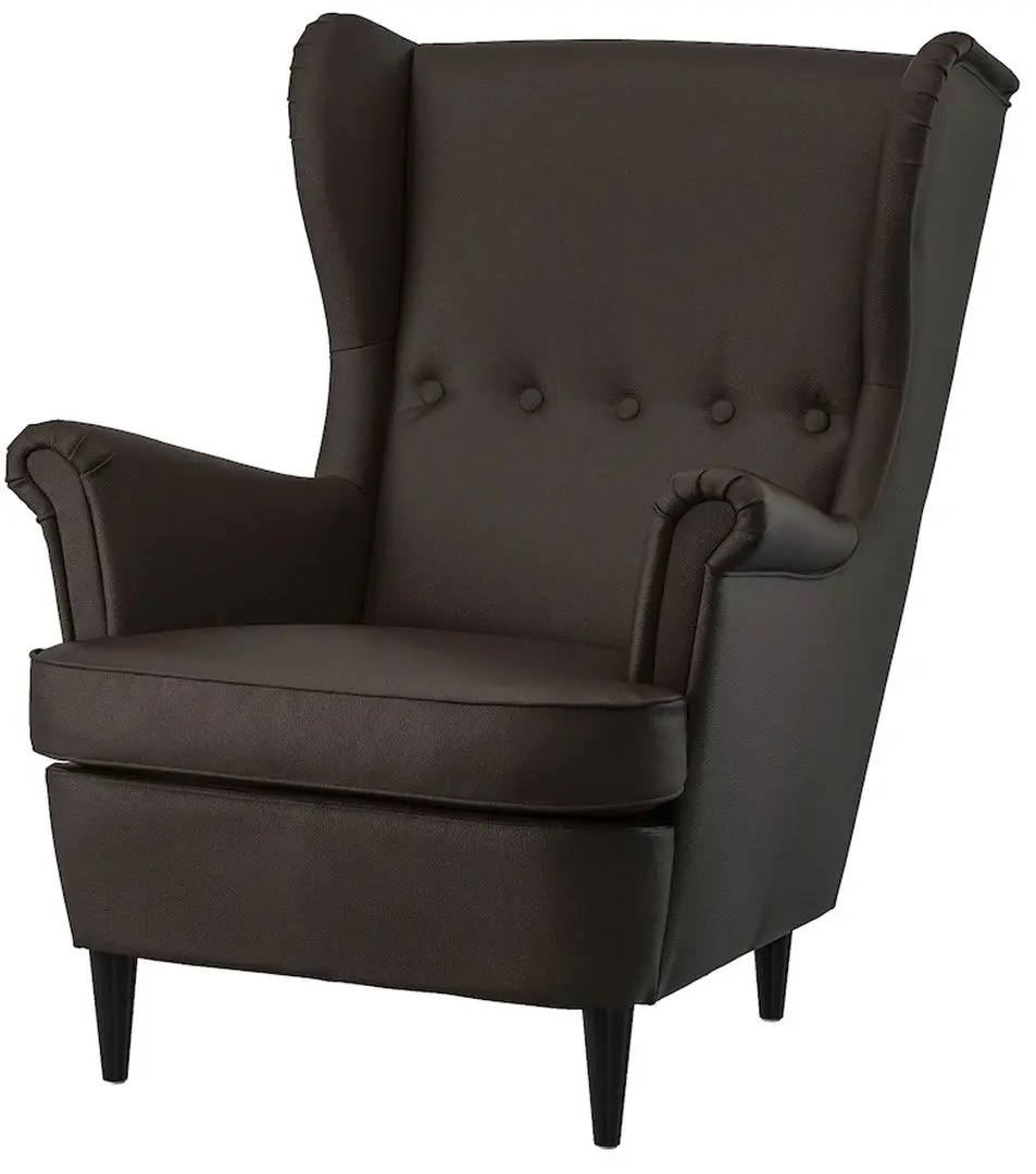 Кресло с пуфом Ikea Strandmon/Grann/Bomstad (Темно-коричневый)