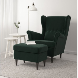 Fotoliu cu puf Ikea Strandmon/Djuparp (Verde inchis)