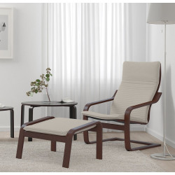 Fotoliu cu tabureta Ikea Poang/Knisa (Maro/Bej deschis) Thumb