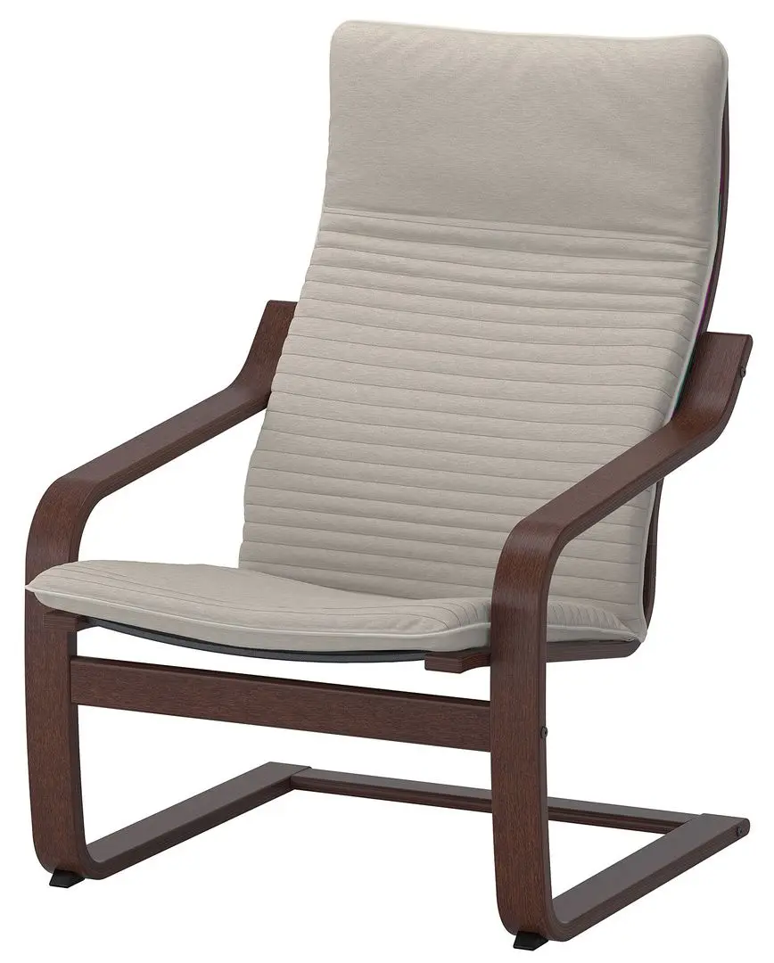 Fotoliu cu tabureta Ikea Poang/Knisa (Maro/Bej deschis)