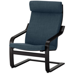 Fotoliu cu taburet Ikea Poang/Hillared (Negru-maro/Albastru inchis) Thumb