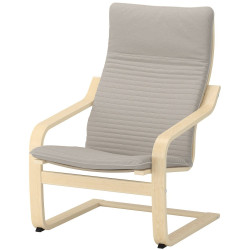 Fotoliu cu taburet Ikea Poang/Knisa (Furnir mesteacan/Bej deschis) Thumb