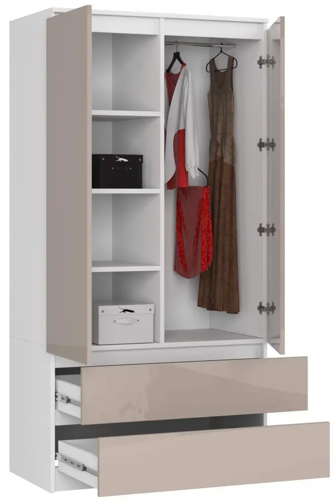 Шкаф Akord S90 2D2SZ (White/Cappuccino Gloss)