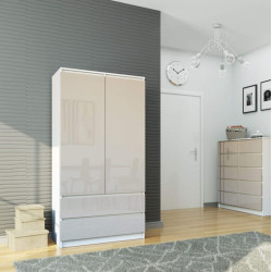 Шкаф Akord S90 2D2SZ (White/Cappuccino Gloss)