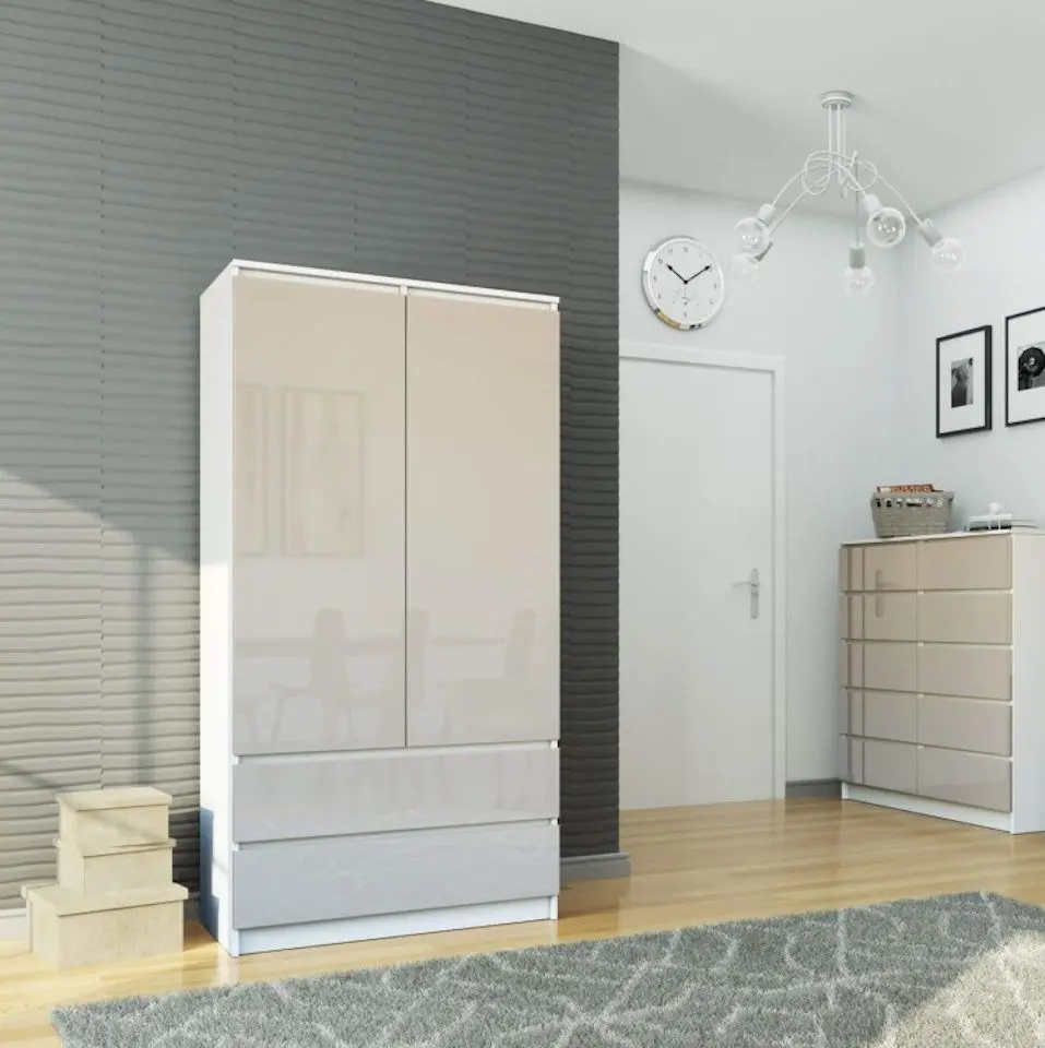 Шкаф Akord S90 2D2SZ (White/Cappuccino Gloss)