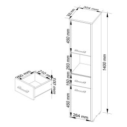 Пенал Akord Fin 30 2D1SZ1W (White) Thumb
