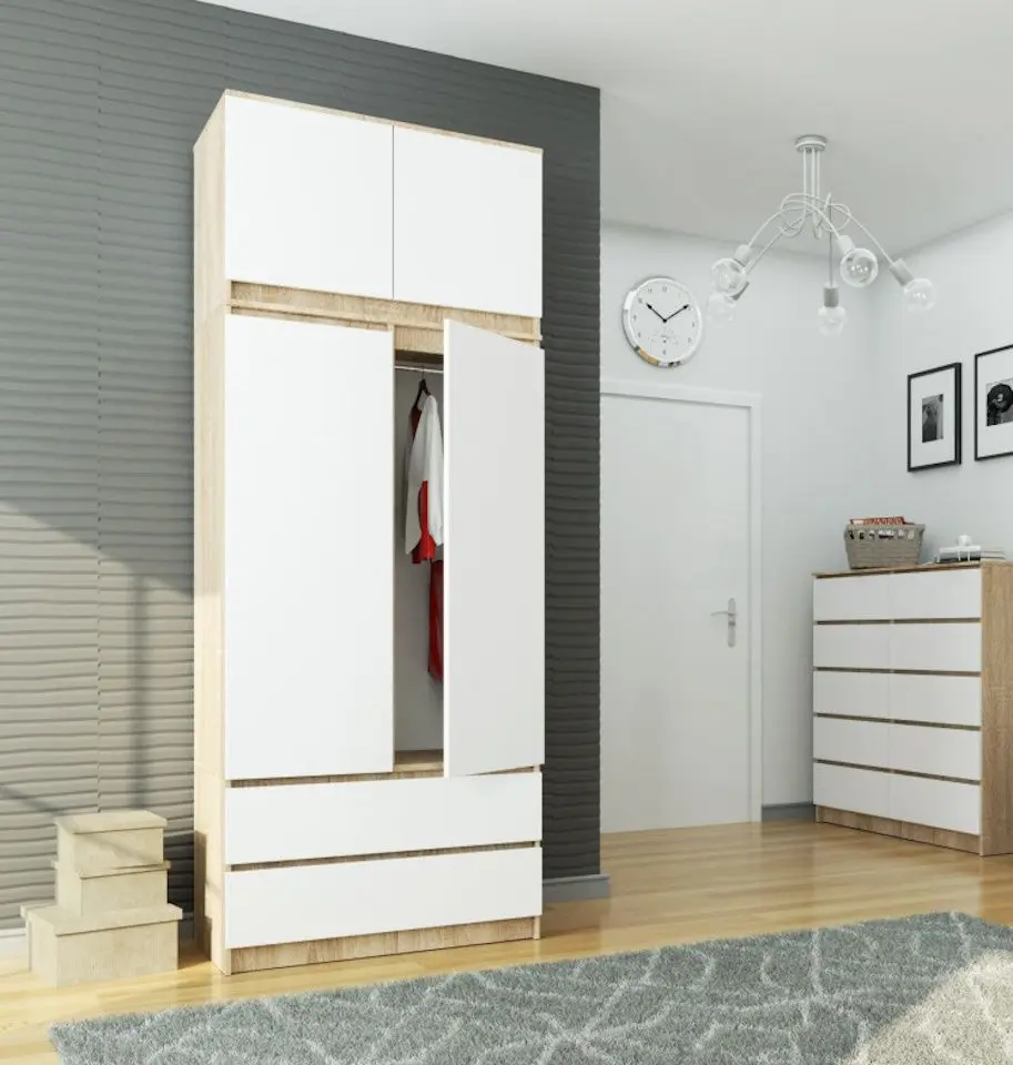 Dulap cu mezanin Akord S90 2D2SZ (Sonoma Oak/White)