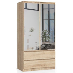 Dulap Akord S90 2D2SZ 2 Lustro (Sonoma Oak) Thumb