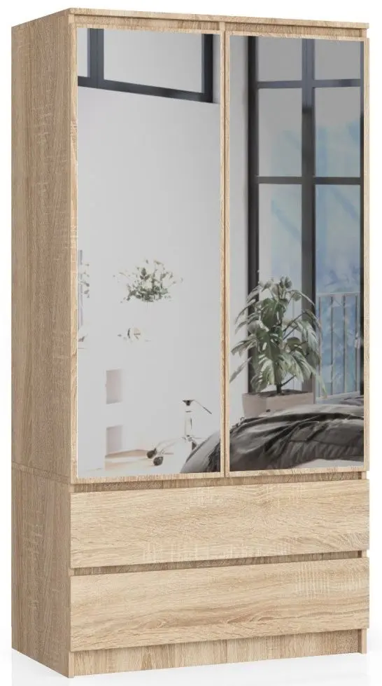 Dulap Akord S90 2D2SZ 2 Lustro (Sonoma Oak)