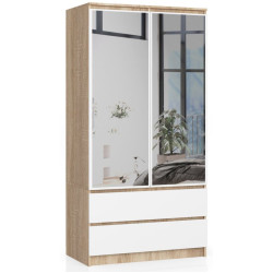 Dulap Akord S90 2D2SZ 2 Lustro (Sonoma Oak/White) Thumb