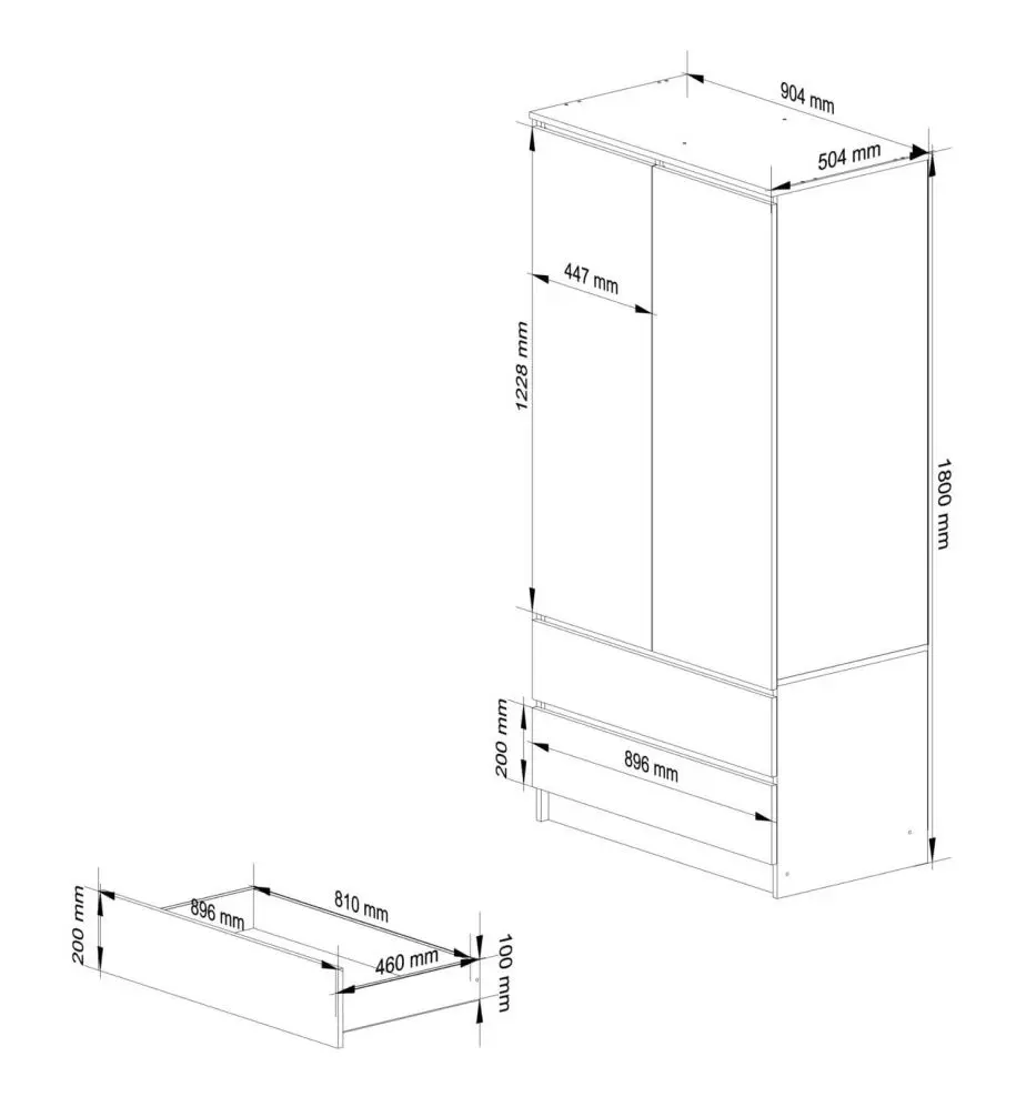 Dulap Akord S90 2D2SZ 2 Lustro (Sonoma Oak/White)