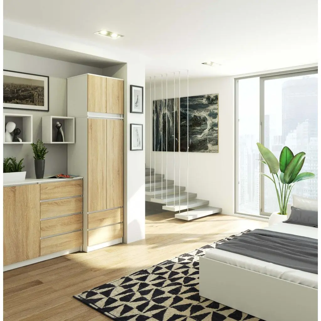 Шкаф с антресолью Akord S60 2D2SZ Star (White/Sonoma Oak)