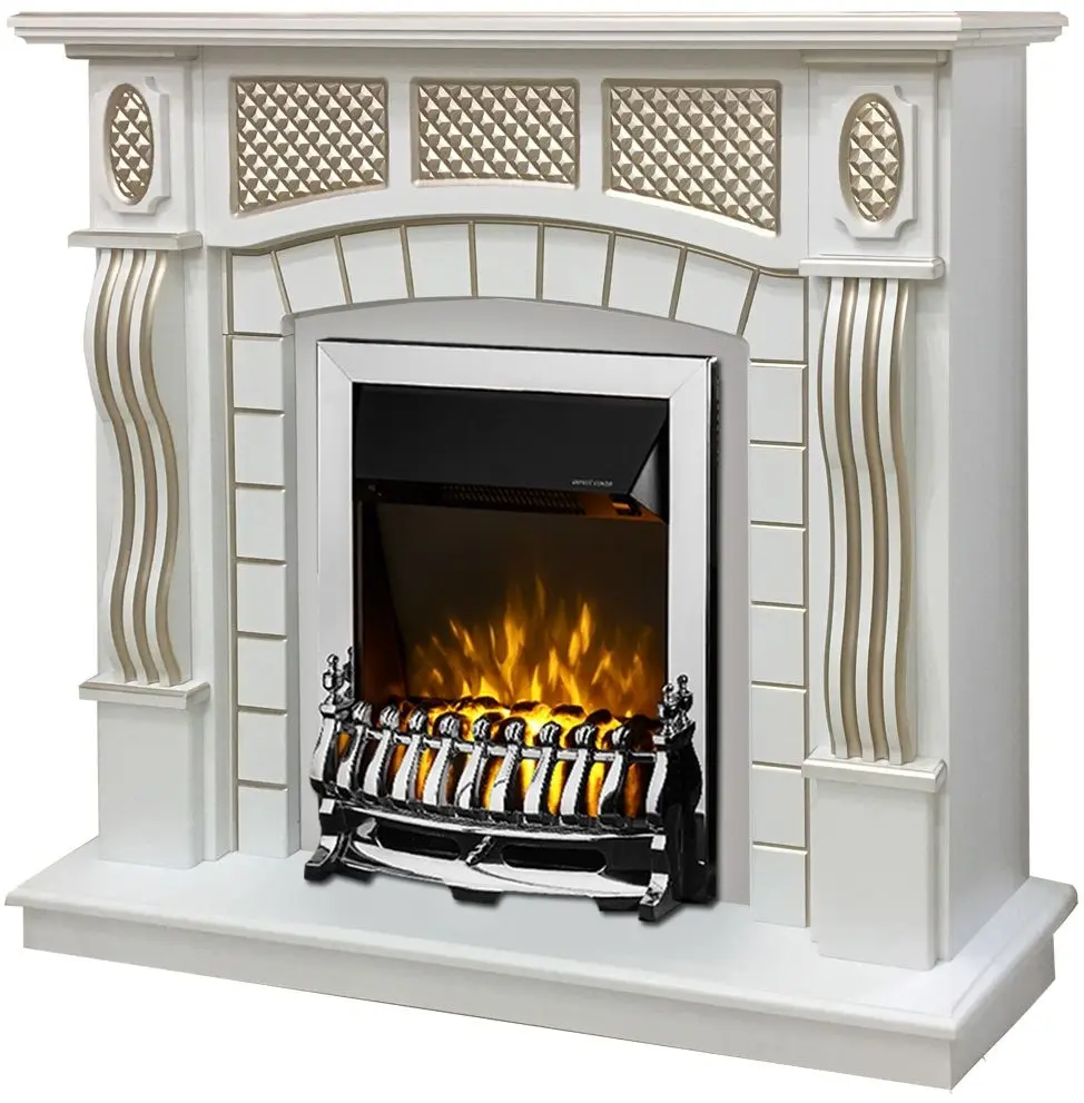 Каминокомплект Amsterdam с очагом Galileo Silver (Ivory)