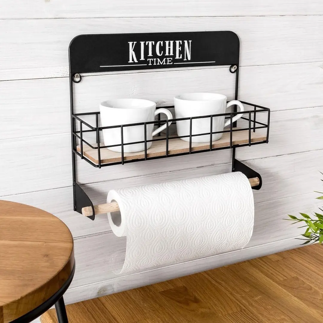 Полка Excellent Houseware Kitchen Time 42645 (Black/Wood)