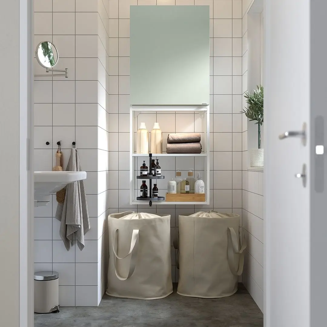 Система хранения Ikea Enhet 60x32x150 (Белый/Светло-серо-зеленый)