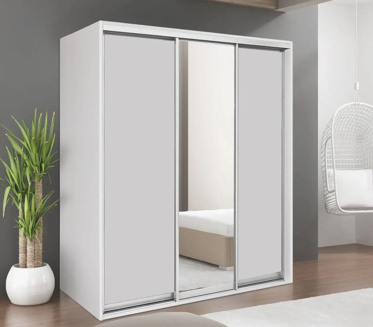 Шкаф-купе Modern Braun Top 3 179x210x60 1 зеркало/2 ДСП (White)