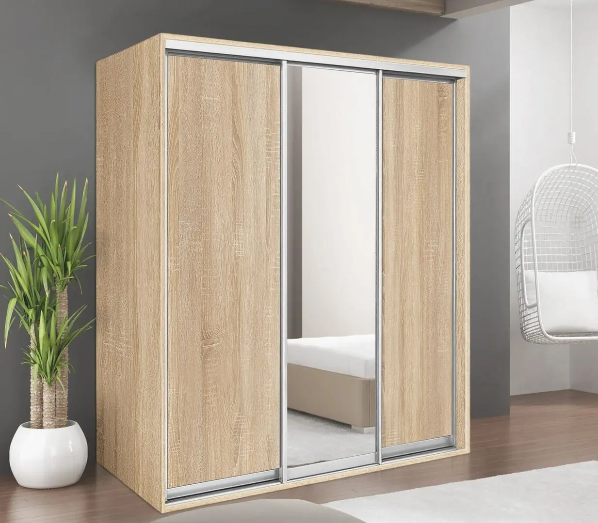 Шкаф-купе Modern Braun Top 3 179x210x60 1 зеркало/2 ДСП (Sonoma Oak)