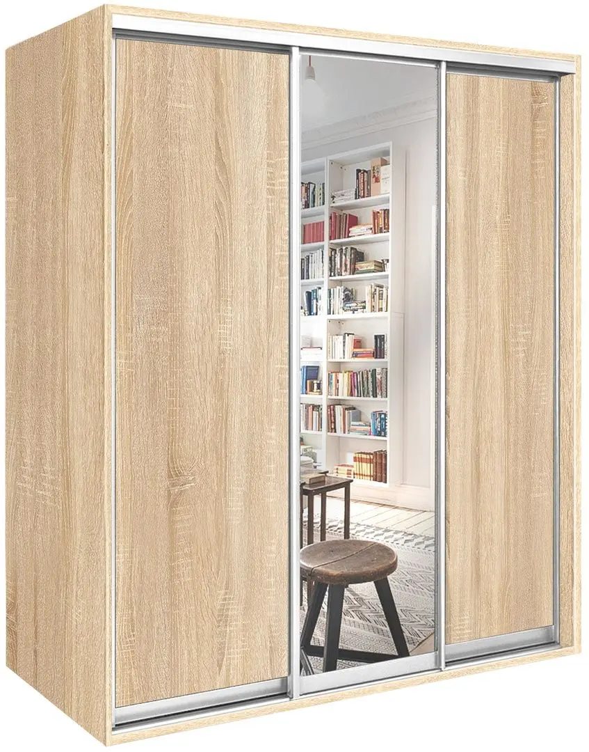Шкаф-купе Modern Braun Top 3 179x210x60 1 зеркало/2 ДСП (Sonoma Oak)