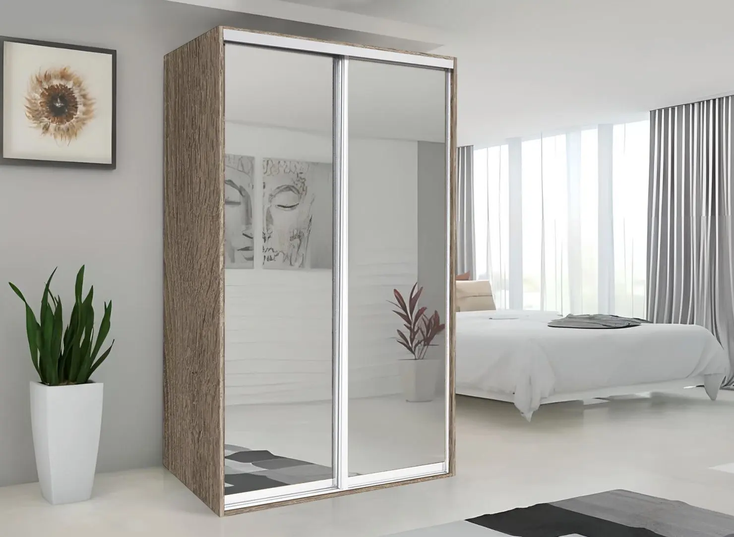 Dulap-cupe Modern Braun Top 2 140x210x60 2 oglinzi (Vintage Oak)