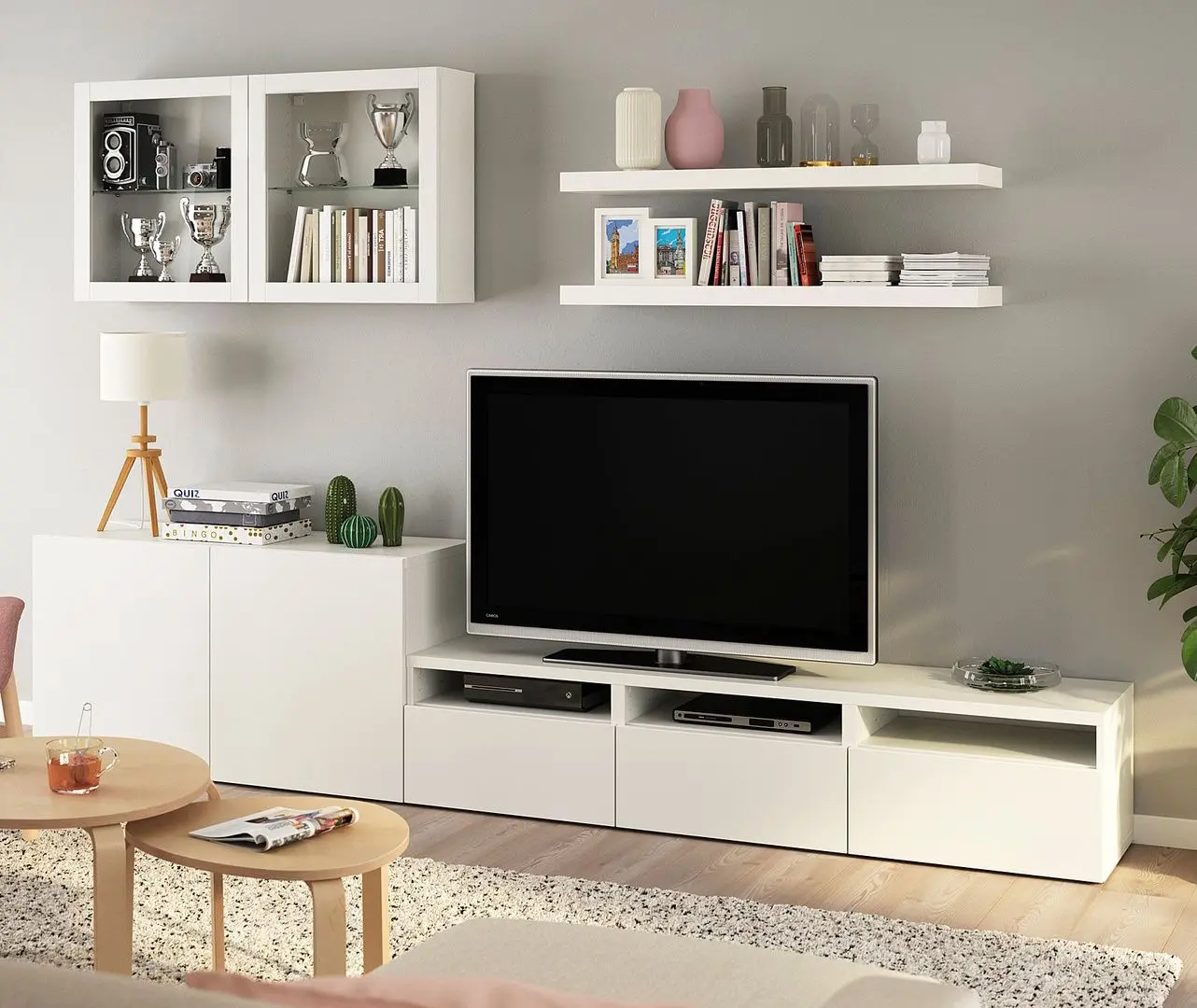 Living Ikea Besta/Lack 300x42x195 (Alb)