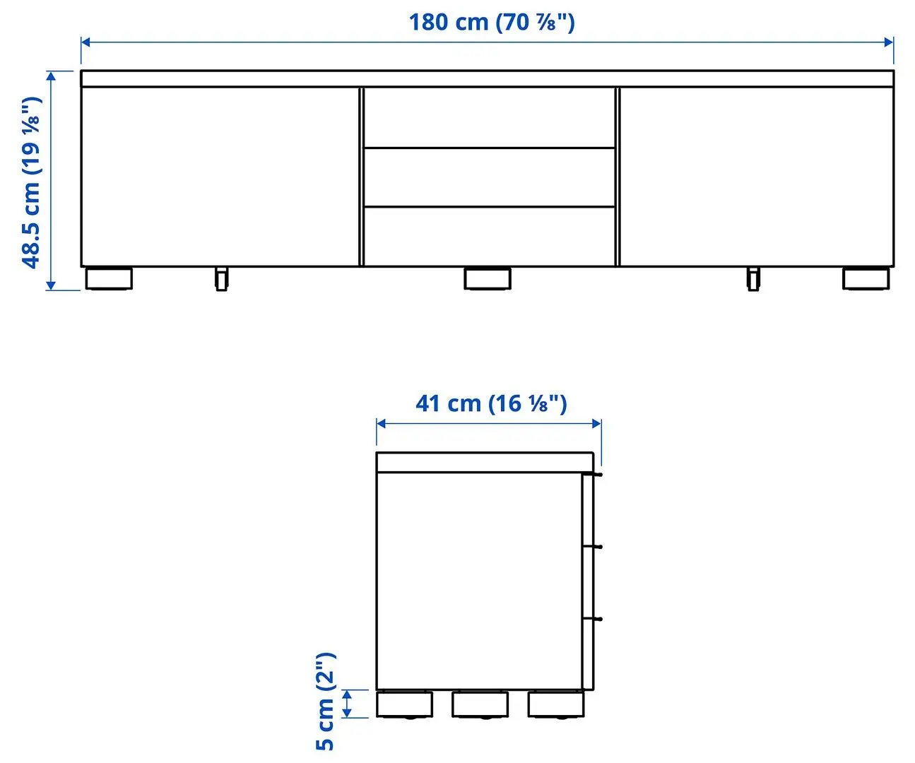 Тумба РТВ Ikea Besta Burs 180x41x49 (Глянцевый Белый)