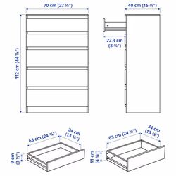Comoda Ikea Kullen 5 sertare 70x112 (Alb) Thumb