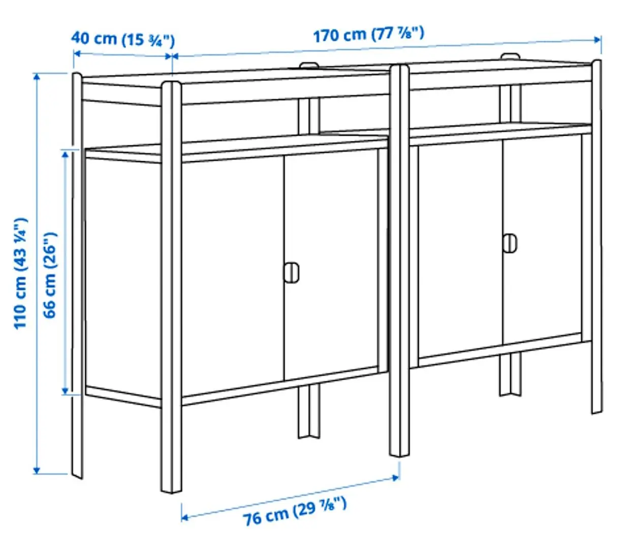 Tumba Ikea Bror 170x40x110 (Negru)