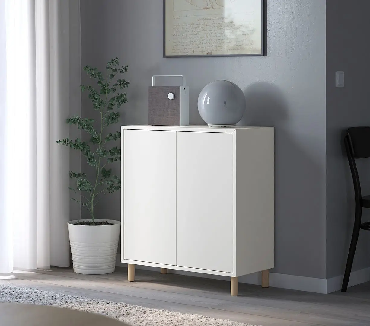 Dulap Ikea Eket cu 2 usi/1 polita 70x35x70 (Alb)