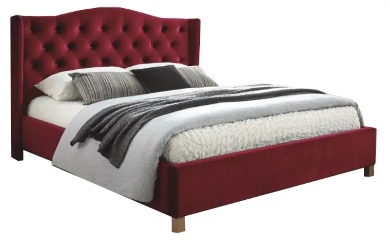 Кровать Signal Aspen Velvet 160x200 (Burgundy/Oak) - 2