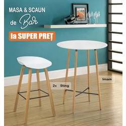 Комплект барной мебели Tempo Kondela Imam + Signal Sting 1+2 (White/Oak)