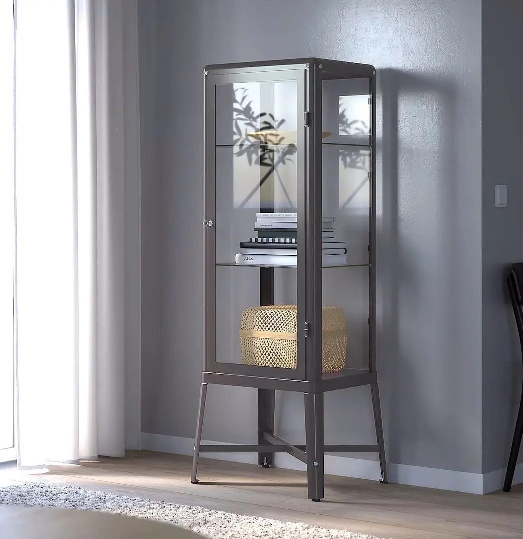 Витрина Ikea Fabrikor стеклянная дверца 57x150 (Темно-серый)