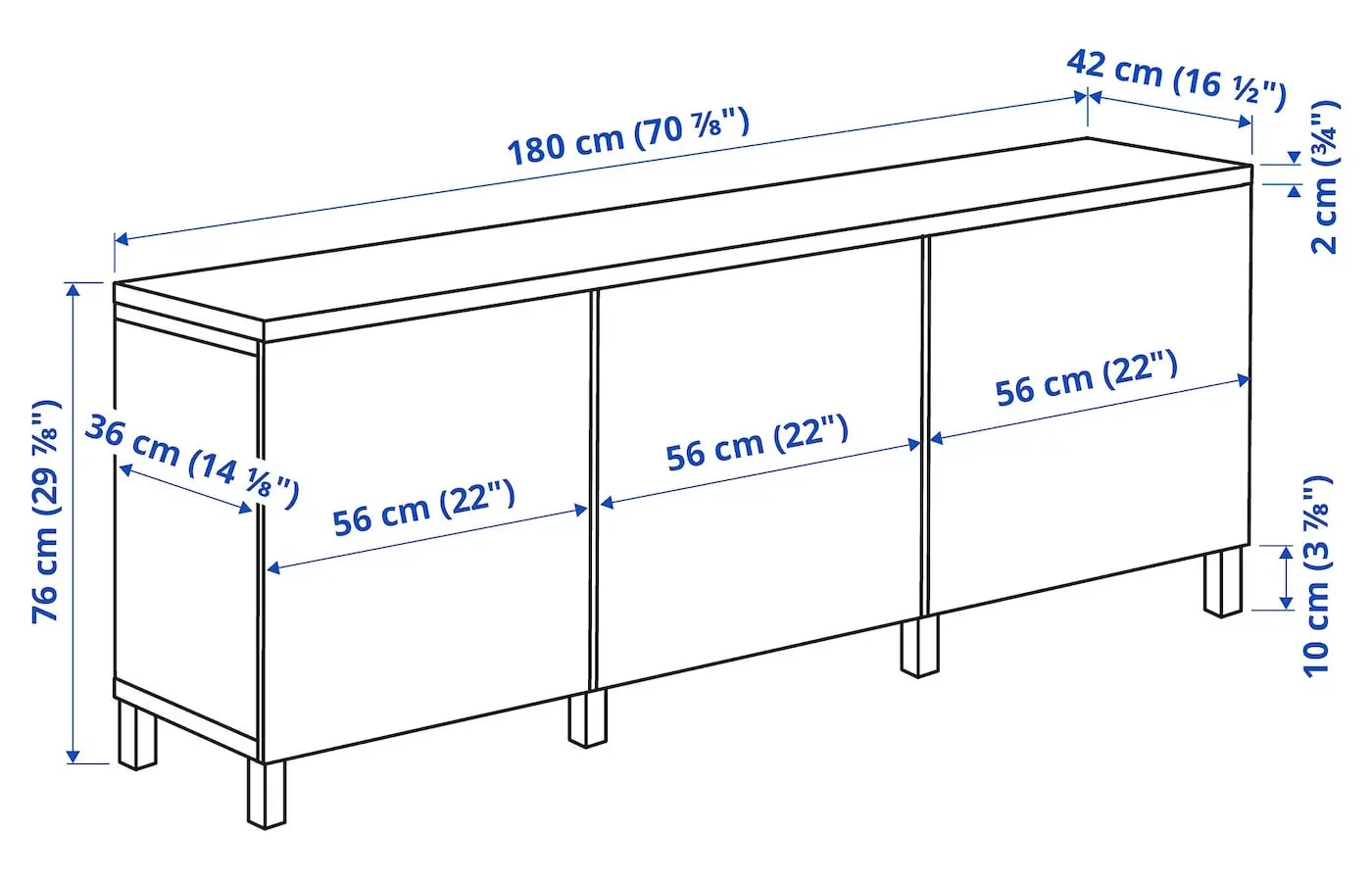 Bufet Ikea Besta/Sindvik/Stubbarp 180x42x76 (Alb)