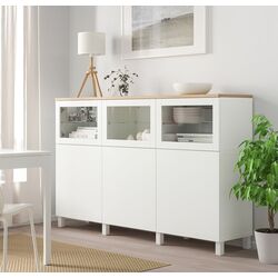 Bufet Ikea Besta/Lappviken/Stubbarp/Sindvik usi/sticla 180x42x114 (Alb)