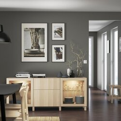 Bufet Ikea Besta/Lappviken/Sindvik/Stubbarp cu sertare 180x42x74 (Stejar antichizat/Stejar alb) Thumb